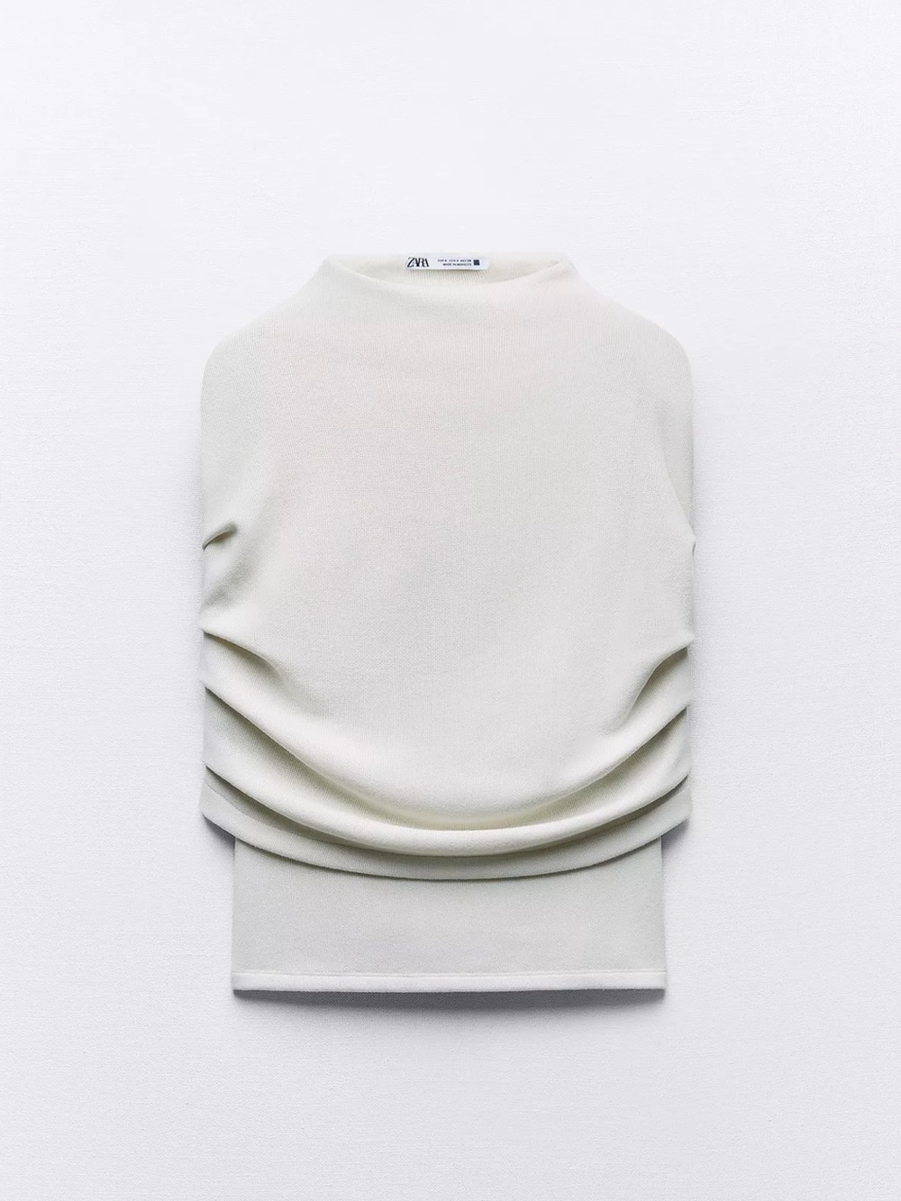 Zara Off-White Draped Sleeveless Top